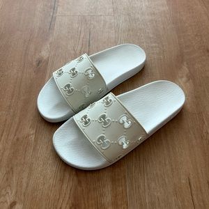 Authentic white Gucci slides size 8.5
